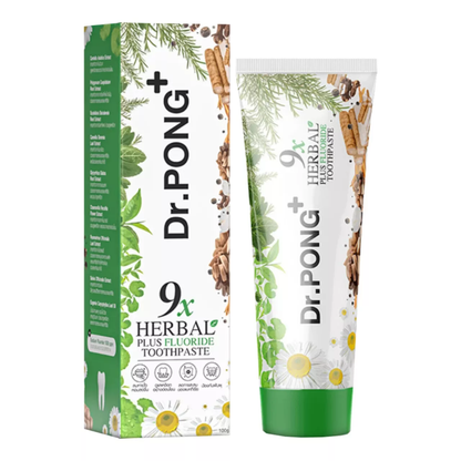 Dr. PONG 9X Herbal Plus Fluoride Toothpaste - 100g for Oral Care