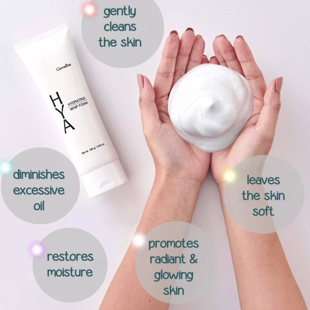 Giffarine Hiya Hydrating Whip Foam 100g - Gentle Moisturizing Facial Cleanser