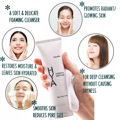 Giffarine Hiya Hydrating Whip Foam 100g - Gentle Moisturizing Facial Cleanser