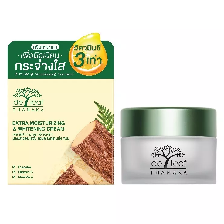 De Leaf Thanaka Moisturizing & Whitening Cream 40g - Natural Brightening & Hydration