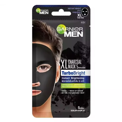Garnier Men Turbo Bright XL Charcoal Mask – 5-Minute Deep Cleansing & Hydrating