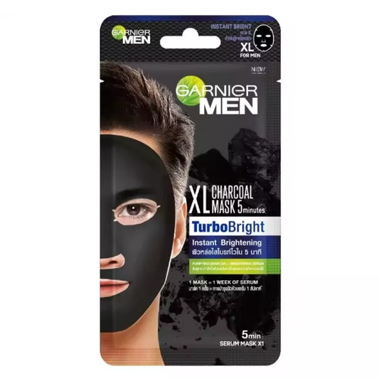 Garnier Men Turbo Bright XL Charcoal Mask – 5-Minute Deep Cleansing & Hydrating