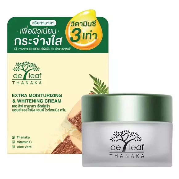 De Leaf Thanaka Moisturizing & Whitening Cream 40g - Natural Brightening & Hydration