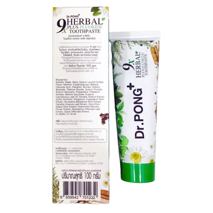 Dr. PONG 9X Herbal Plus Fluoride Toothpaste - 100g for Oral Care