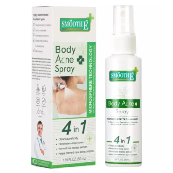 Smooth E Body Acne Spray 50ml – Effective Back & Body Acne Solution