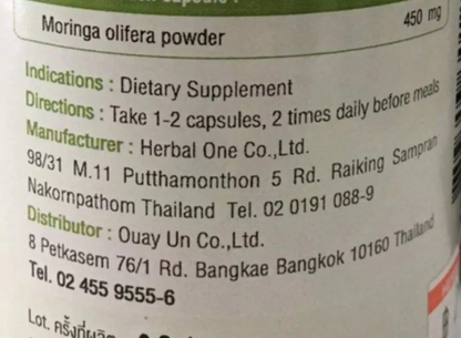 Herbal One - Pure Moringa Oleifera Capsules for Wellness (100 Capsules)