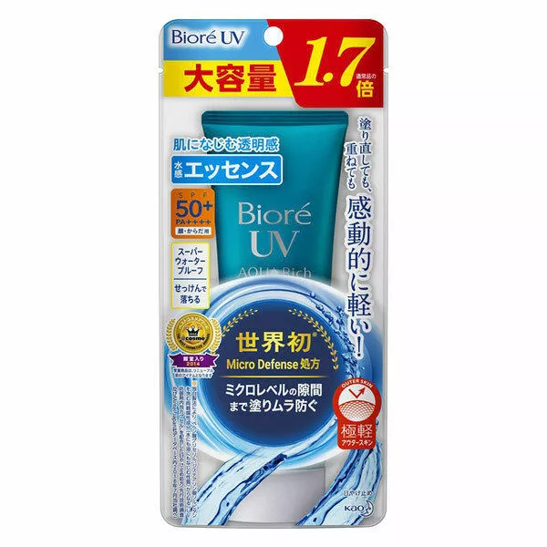 Biore UV Aqua Rich Watery Essence SPF50+ PA++++ 85g - Lightweight, Water-Based Sunscreen