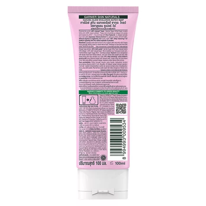 Garnier Sakura Glow Hyaluron Brightening Foam Cleanser 100ml