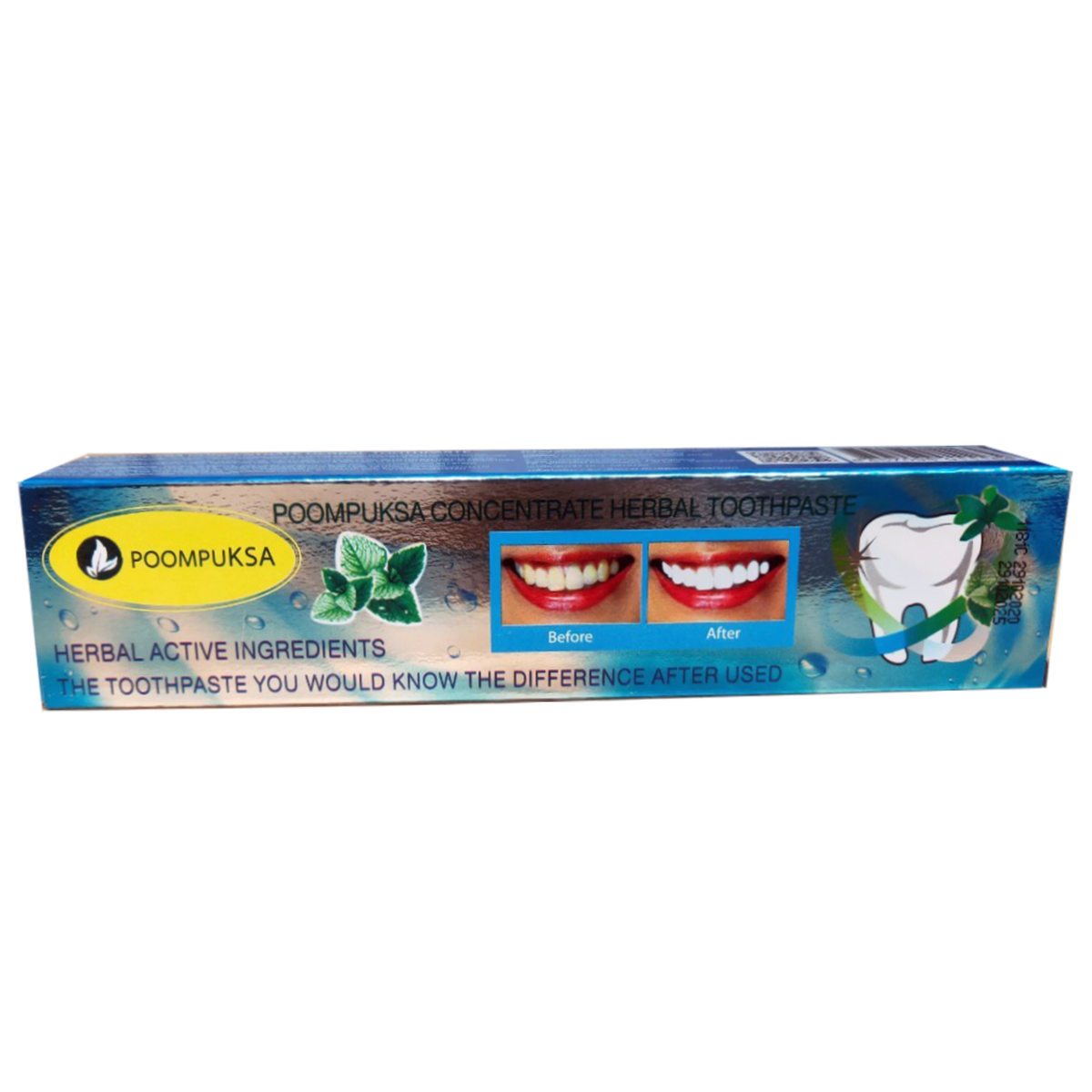 Poompuksa Herbal Toothpaste - Blue Box 50g for Fresh, Healthy Smile